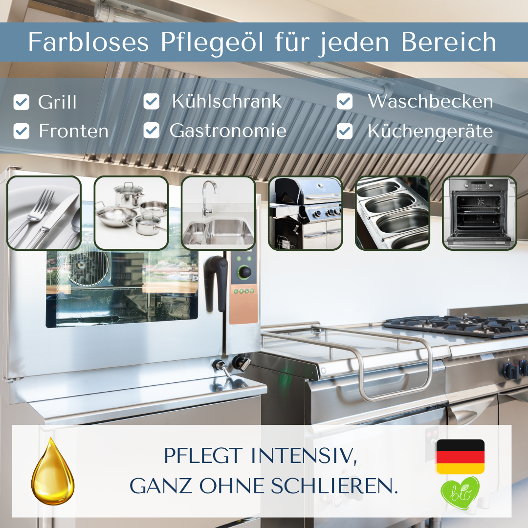 HeliaCARE® BIO-Edelstahlpflege-Öl „Stainless Steel“